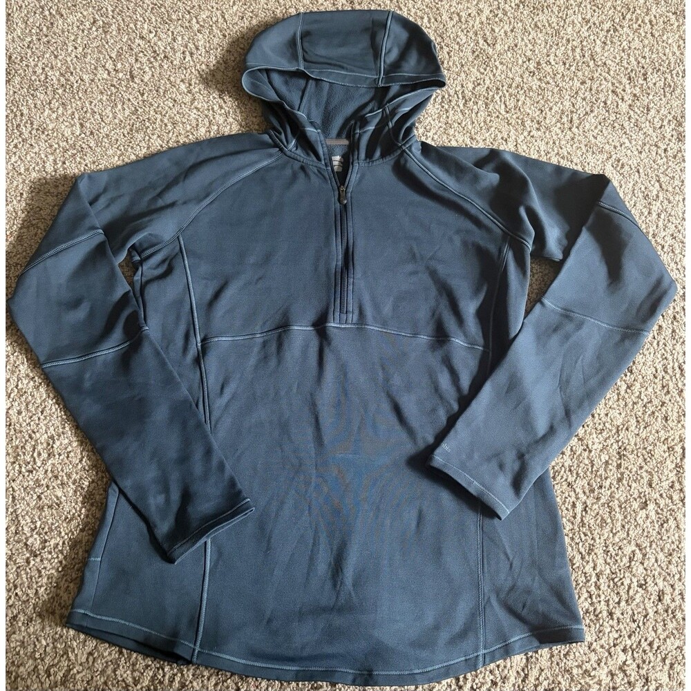 Women's Columbia Blue Green Hooded Fleece 1/4 Zip, Medium